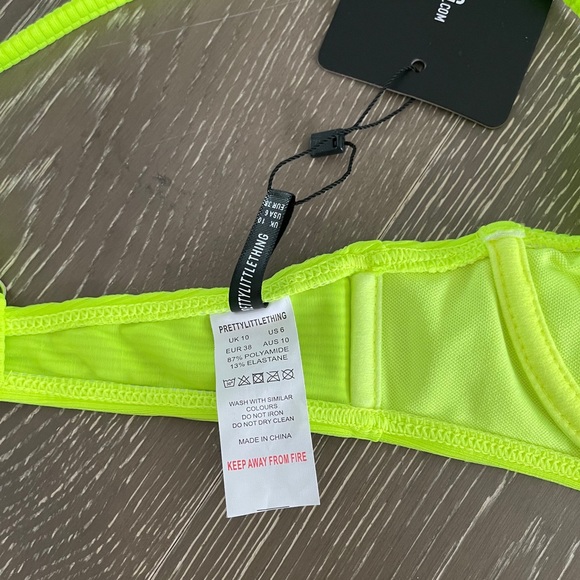 Pretty Little Thing Neon Swim Top - Picture 6 of 6
